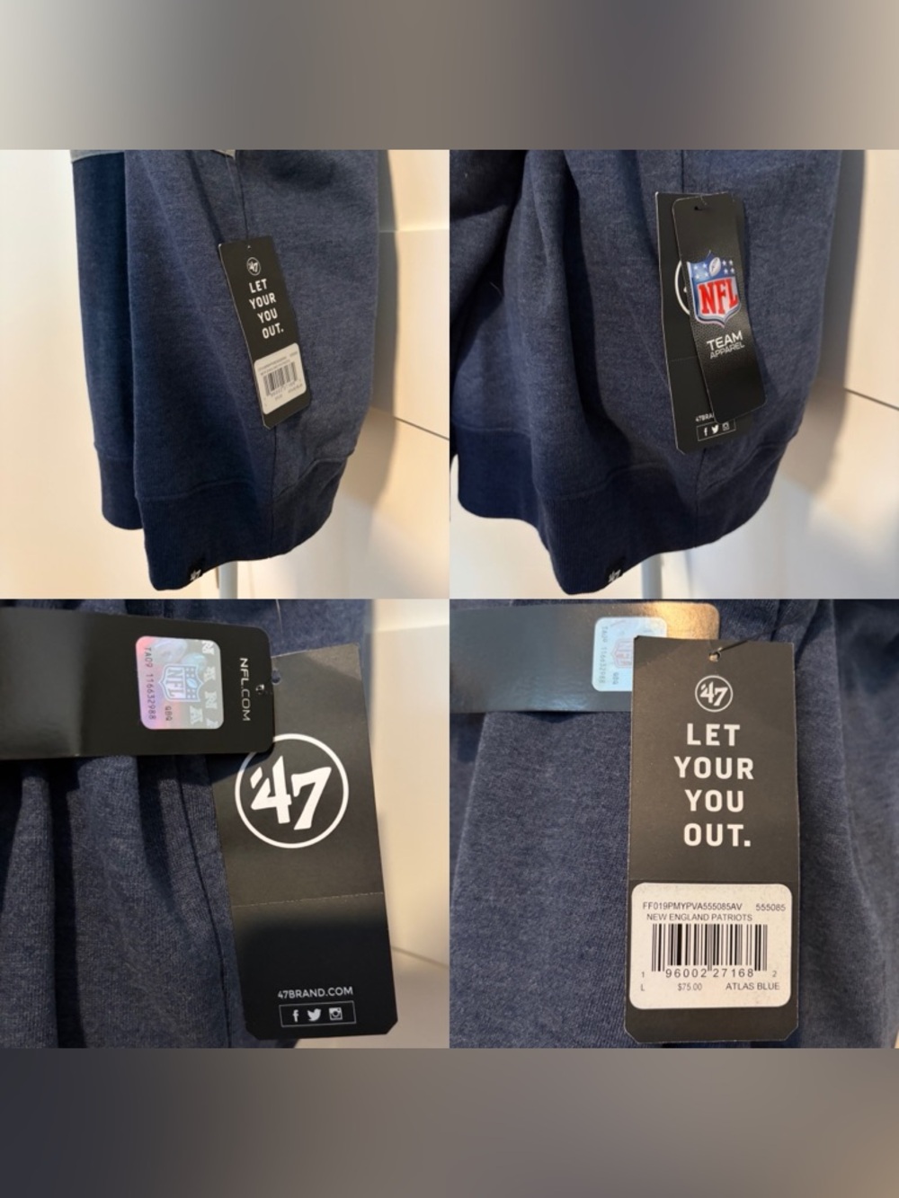 47 Brand New England Patriots Crewneck Sweatshirt Men’s Large - Picture 8 of 12